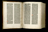 Image of the Gutenberg Bible open to pages 001 verso and 002 recto.