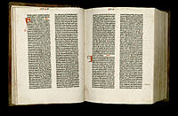 Image of the Gutenberg Bible open to pages 024 verso and 025 recto.