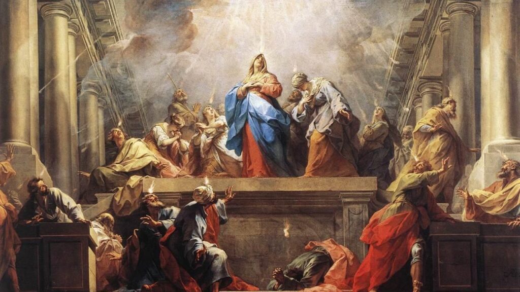 A luz do Espírito Santo desce sobre Maria e os apóstolos: o Pentecostes que a festa celebra