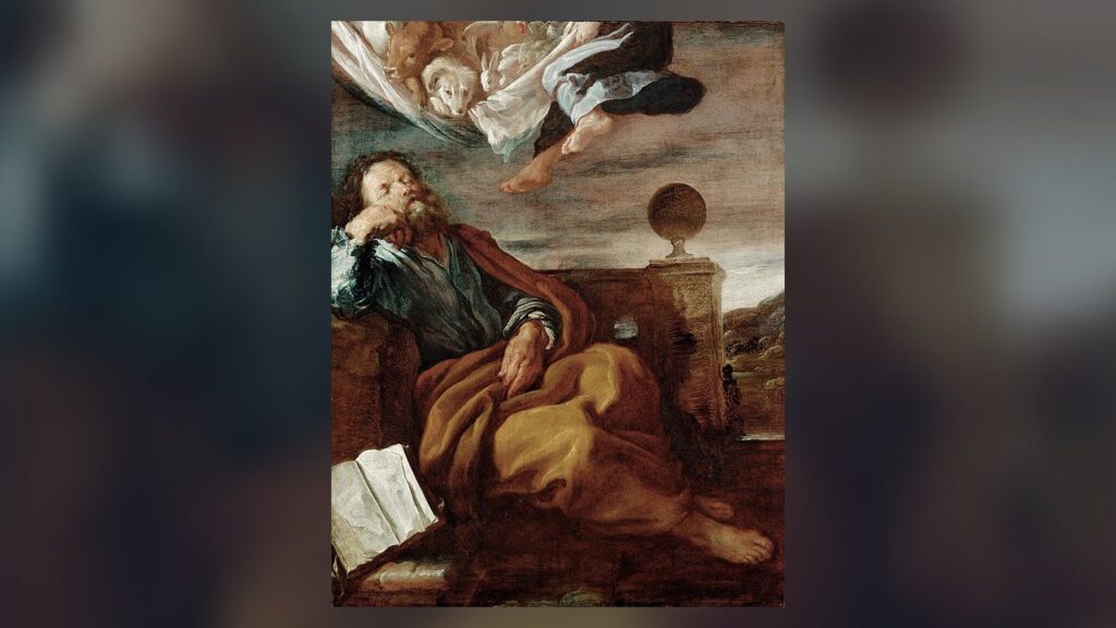 A visão de São Pedro do lençol com animais (At 10), pintura de Domenico Fetti