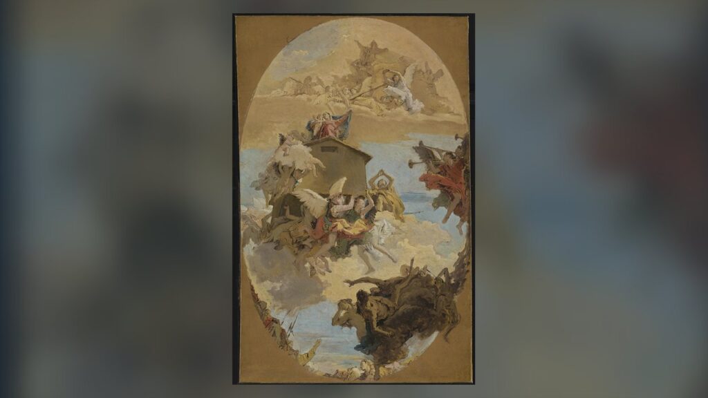 Anjos levam a Santa Casa de Loreto, o santuário onde a ladainha era cantada no século XVI