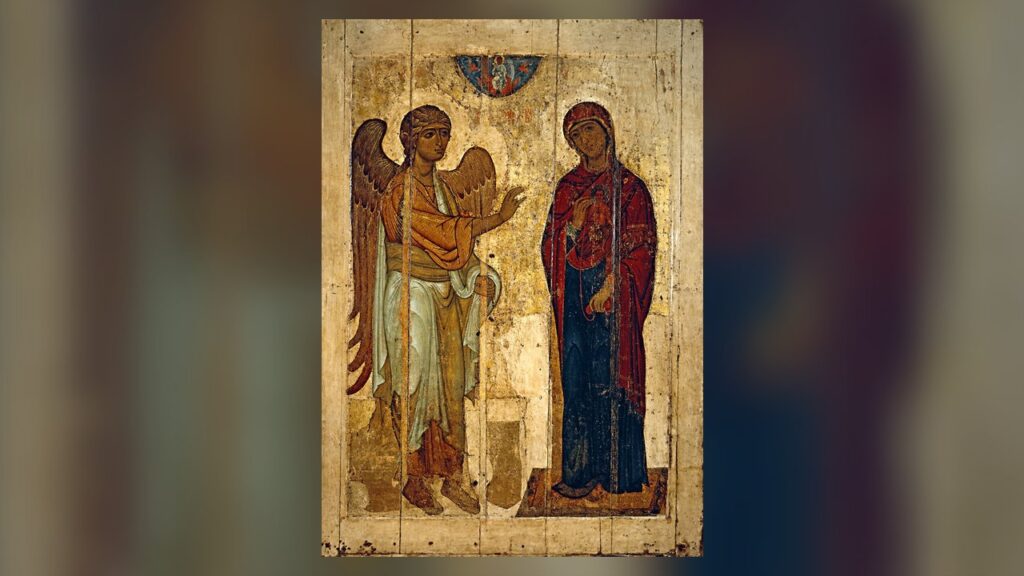 Anunciação com o Menino no seio de Maria, sinal da virgindade e da maternidade divina