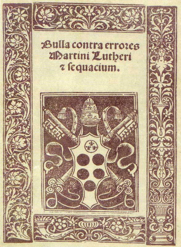 Página impressa da bula Exsurge Domine, de Leão X, contra os erros de Lutero