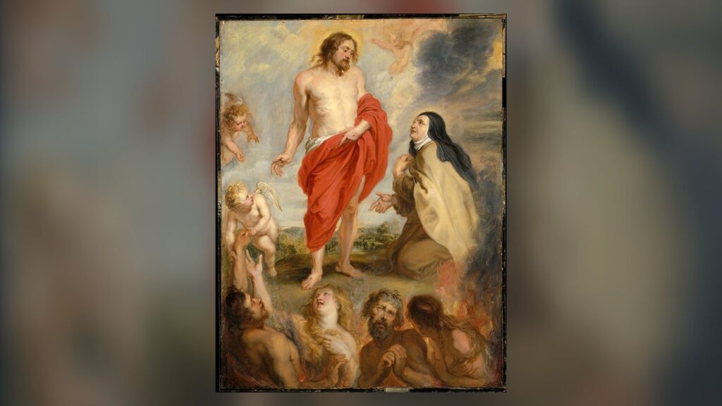 Santa Teresa de Ávila intercedendo pelas almas do purgatório, pintura de Rubens