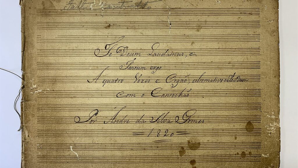 Capa do manuscrito do Te Deum composto em São Paulo por André da Silva Gomes em 1820