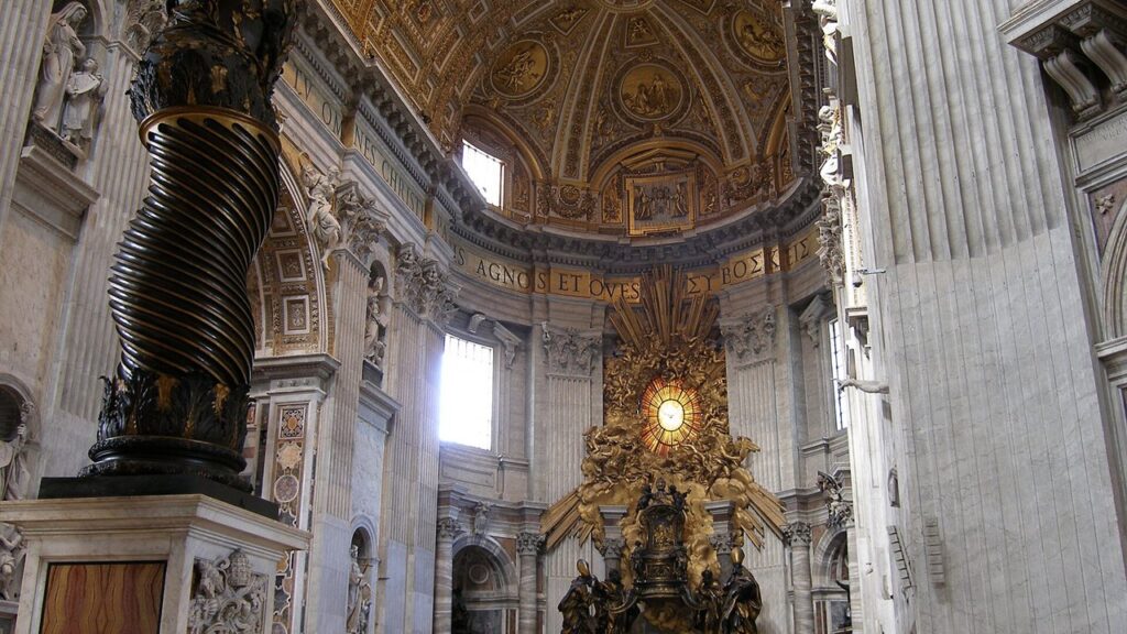 Cátedra de São Pedro de Bernini na Basílica de São Pedro, símbolo da Sé Apostólica do bispo de Roma