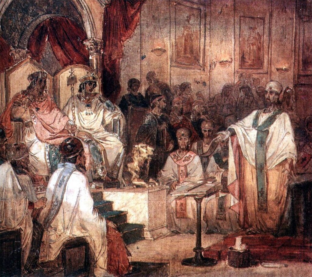 Pintura do Concílio de Calcedônia, que definiu as duas naturezas de Cristo