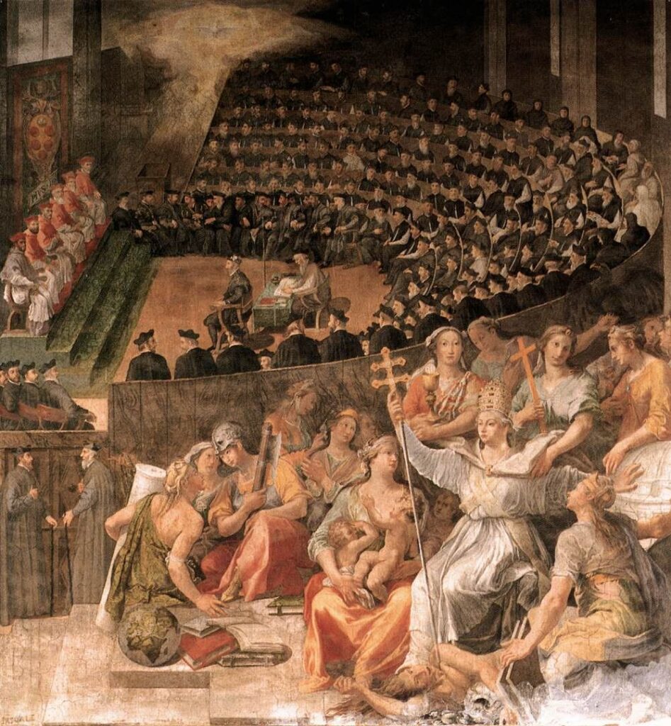 Pintura da sessão do Concílio de Trento, resposta católica à Reforma