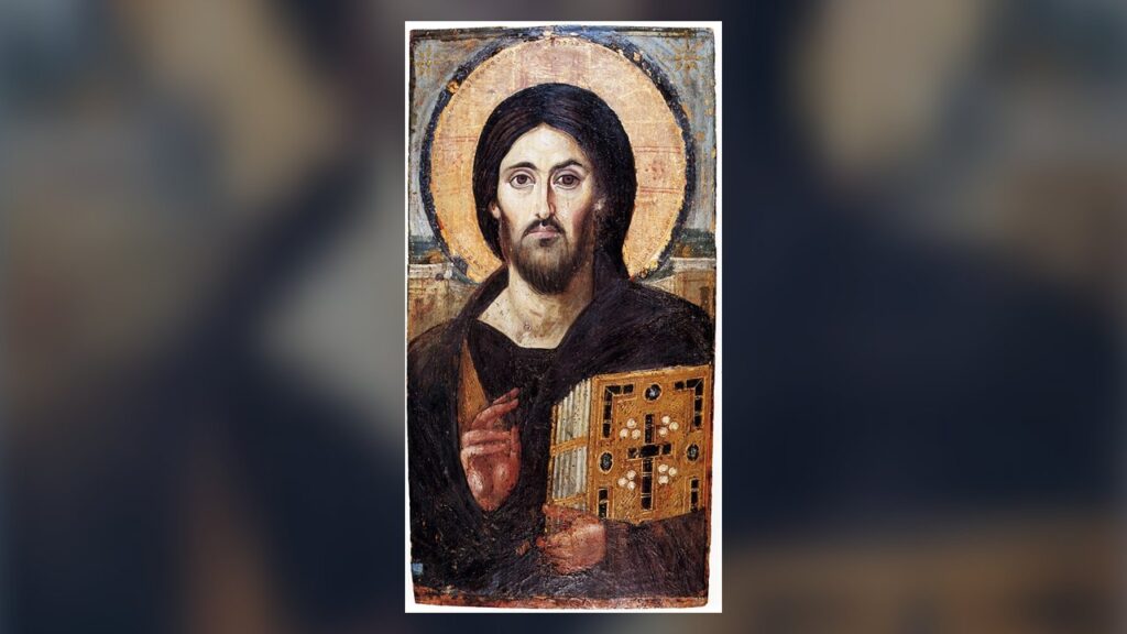 Cristo Pantocrator, ícone encáustico do século VI do Mosteiro de Santa Catarina do Sinai