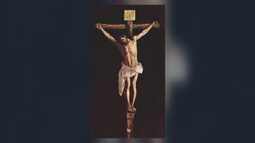 Cristo crucificado com as cinco chagas nas mãos, nos pés e no lado, que os estigmas reproduzem