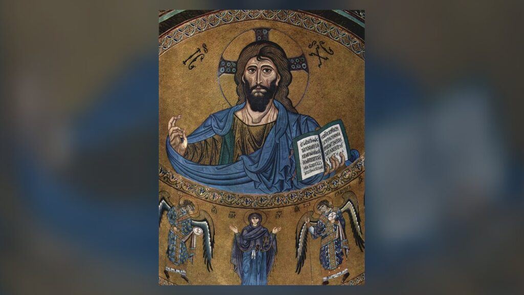 Cristo Pantocrator, Senhor de todas as coisas, no mosaico da abside da catedral de Cefalù