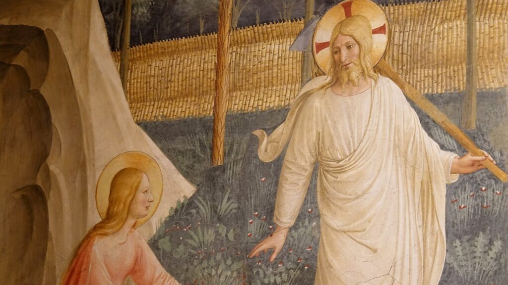 Cristo ressuscitado aparece a Maria Madalena, a primeira a anunciar a Ressurreição