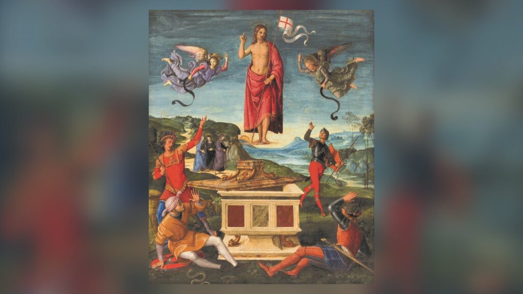Cristo sai vitorioso do sepulcro diante dos guardas, a Ressurreição que dá sentido à Páscoa