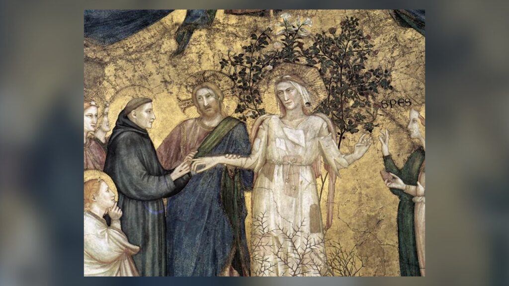 Cristo une São Francisco à Senhora Pobreza, imagem do voto de pobreza vivido pelos religiosos
