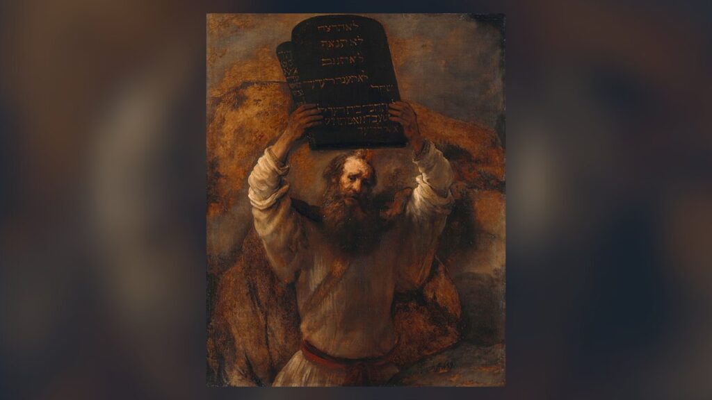 Moisés com as tábuas dos Dez Mandamentos, pintura de Rembrandt