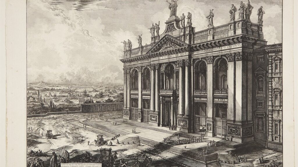 Fachada de São João de Latrão, catedral de Roma e primeira das quatro basílicas maiores
