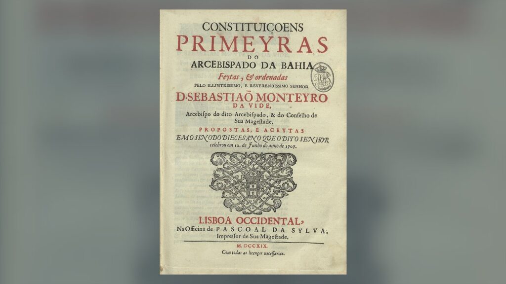 Folha de rosto das Constituições da Bahia, fruto do sínodo diocesano de 1707