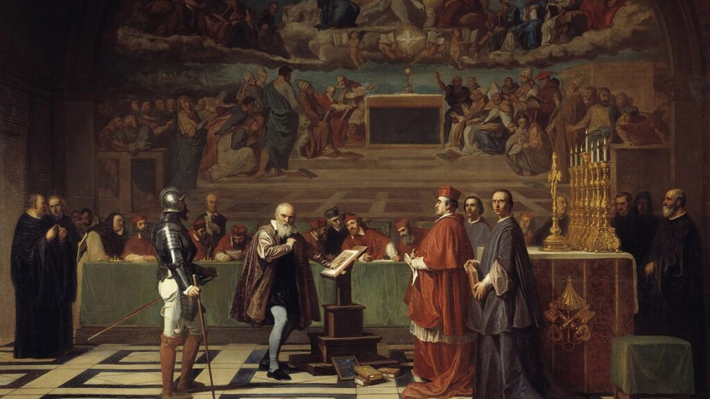 Galileu diante do Santo Ofício, pintura de Joseph-Nicolas Robert-Fleury, 1847