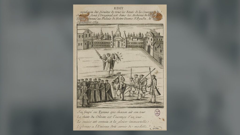 Gravura francesa sobre a lei de 3 de setembro de 1759 que expulsou os jesuítas de Portugal