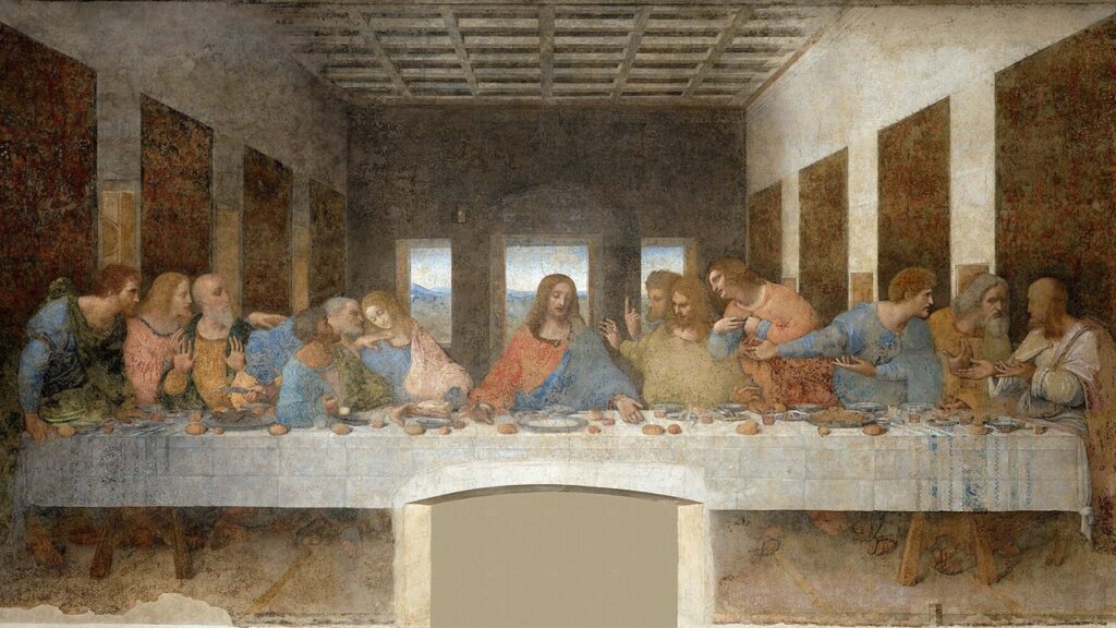 Jesus à mesa com os apóstolos na Última Ceia, mistério celebrado na Quinta-feira Santa