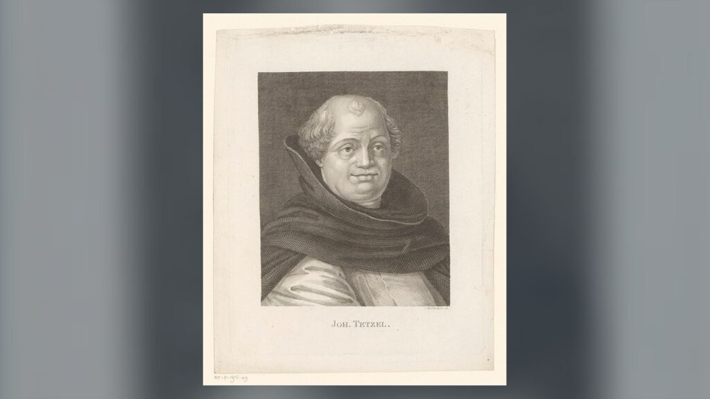 Retrato de Johann Tetzel, frade dominicano, gravura de Moritz Steinla