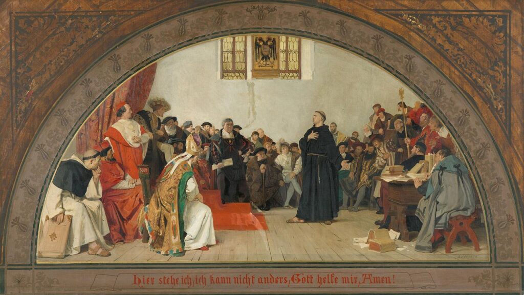 Lutero diante da Dieta de Worms em 1521, momento decisivo da origem do protestantismo
