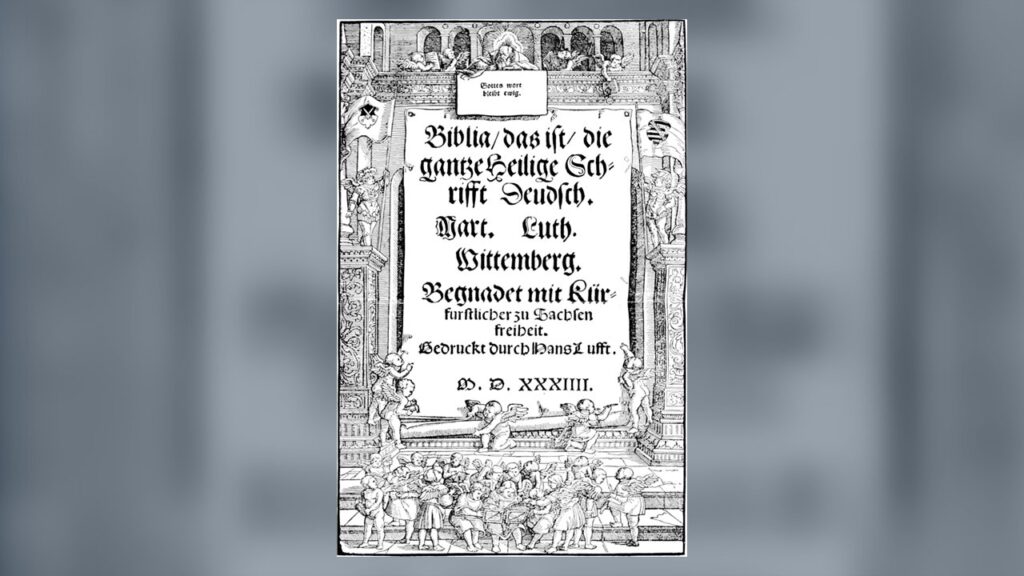 Folha de rosto da primeira Bíblia completa de Lutero, Wittenberg, 1534