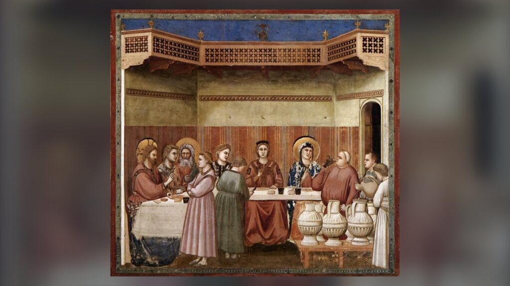 Bodas de Caná, afresco de Giotto na Capela Scrovegni, Pádua