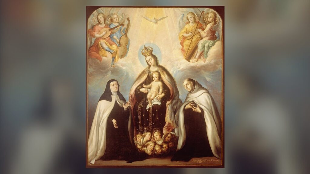 Nossa Senhora do Carmo com Santa Teresa d'Ávila e São João da Cruz, a mãe e os reformadores do Carmelo