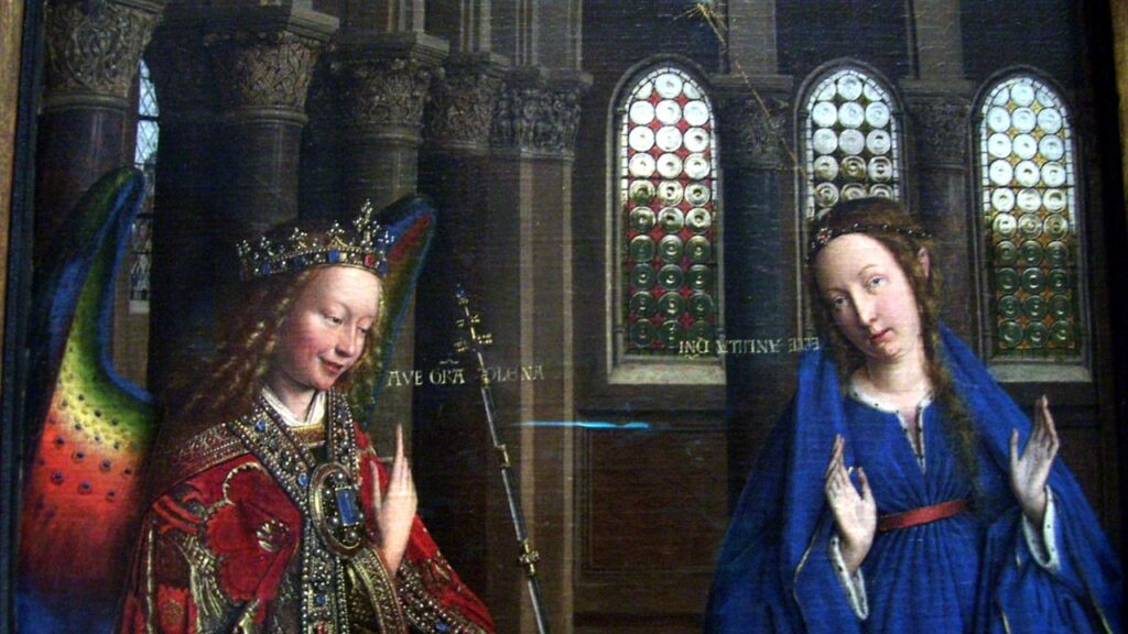 O anjo Gabriel anuncia a Maria a concepção de Jesus, festa de 25 de março ligada ao Natal
