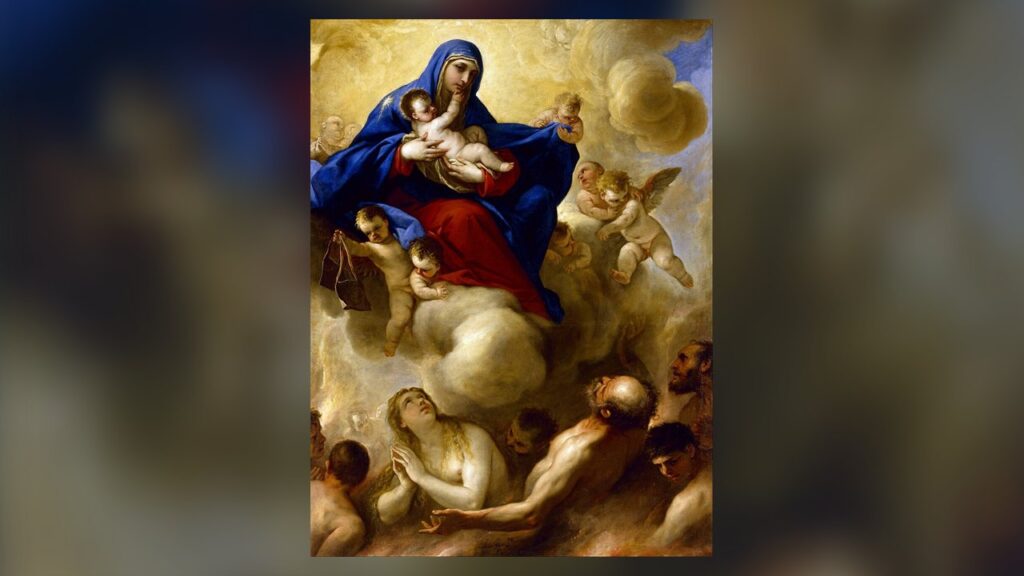 Nossa Senhora com o Menino e as almas do purgatório, pintura de Luca Giordano