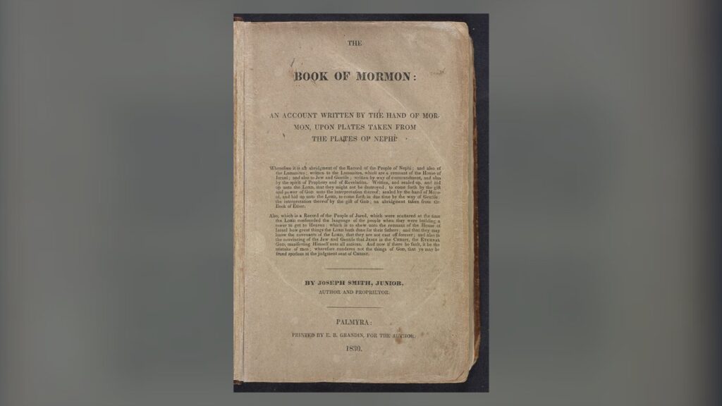 Página de rosto da primeira edição do Livro de Mórmon, impressa em Palmyra em 1830