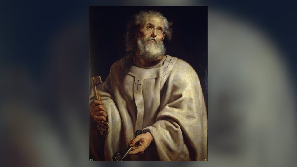 São Pedro como papa, com as chaves e o pálio, pintura de Peter Paul Rubens