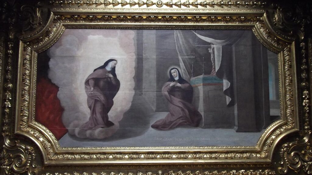 Pintura colonial de Santa Isabel da Hungria como terciária, na igreja dos terceiros do Rio