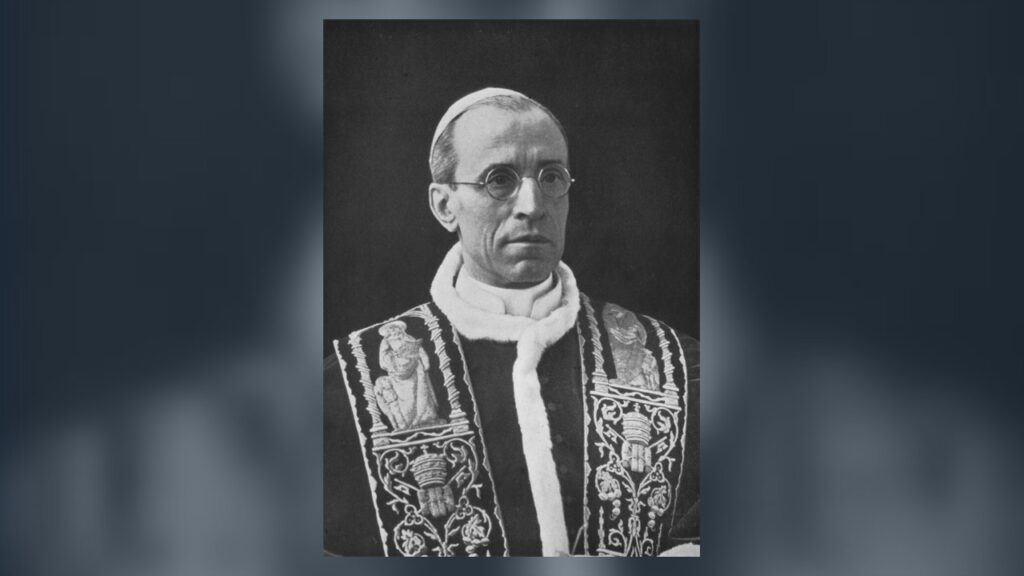 Papa Pio XII com estola, retrato fotográfico do estúdio Fratelli Alinari