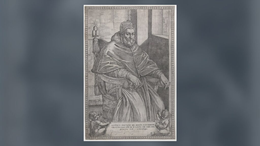 Retrato do papa Sisto V, que aprovou a Ladainha de Loreto em 1587