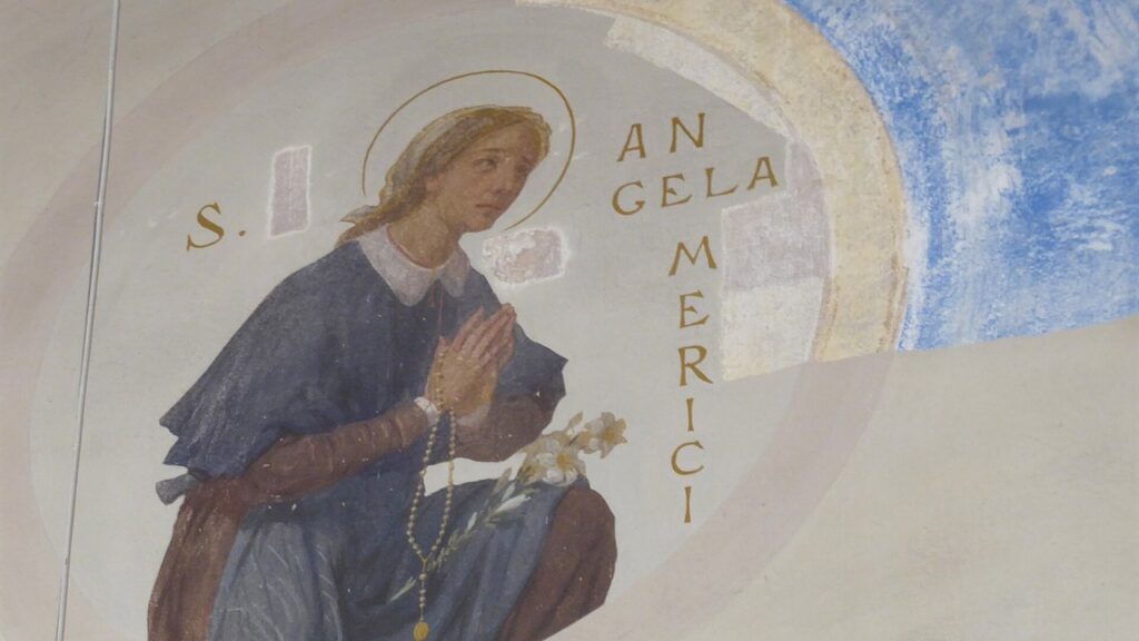 Santa Ângela Merici, afresco da igreja de San Lorenzo em Vigo Rendena