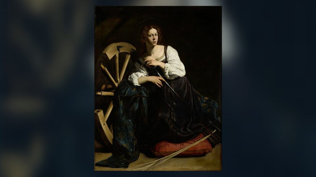 Santa Catarina de Alexandria com a roda, pintura de Caravaggio
