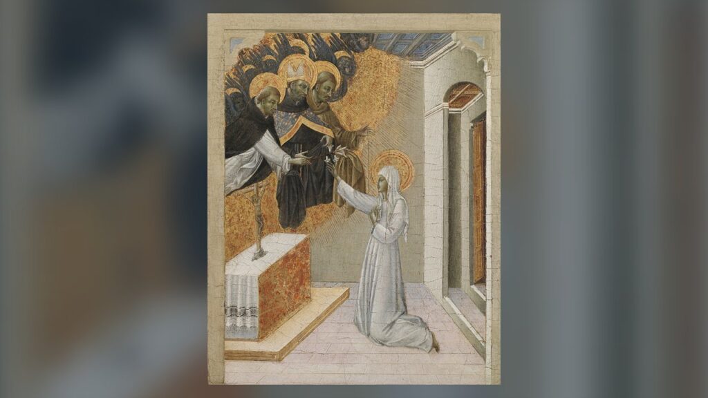 Santa Catarina de Sena recebe de São Domingos o hábito de terciária dominicana