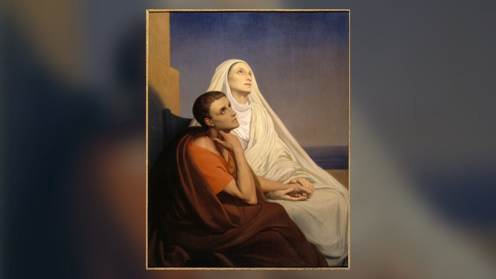 Santa Mônica e Santo Agostinho em Óstia, pouco antes da morte dela, que pediu memória no altar