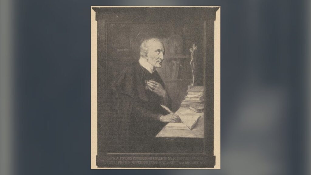 Santo Afonso Maria de Ligório escrevendo, fundador dos redentoristas