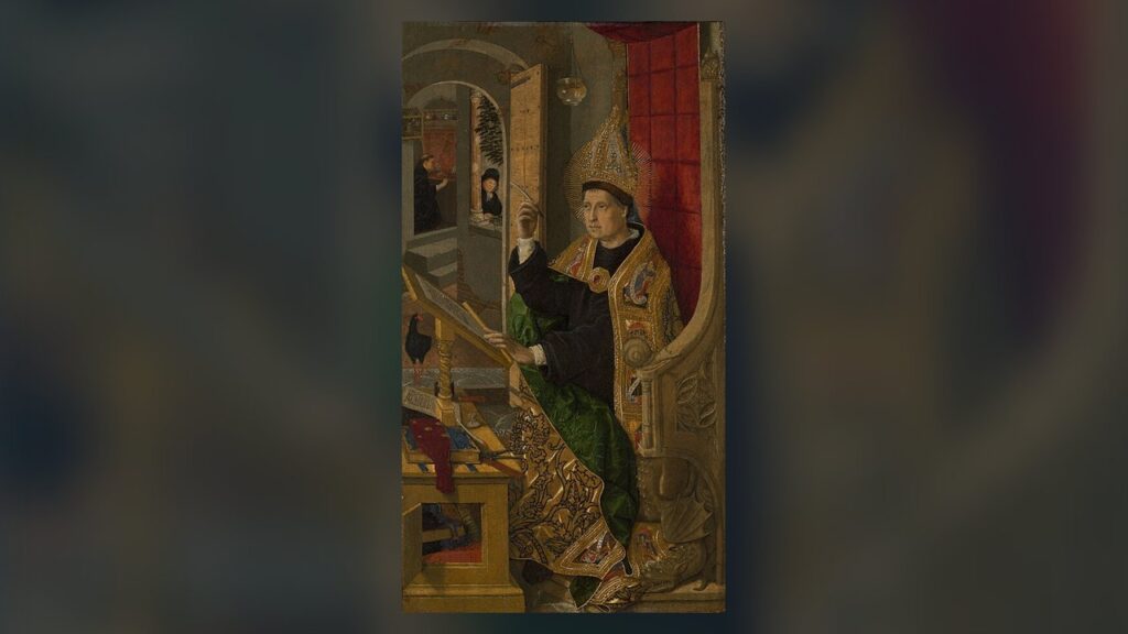 Santo Agostinho escrevendo, o bispo que atestou a Comunhão recebida em jejum