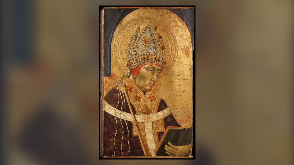 Santo Ambrósio, bispo de Milão, pintura de Giovanni di Paolo