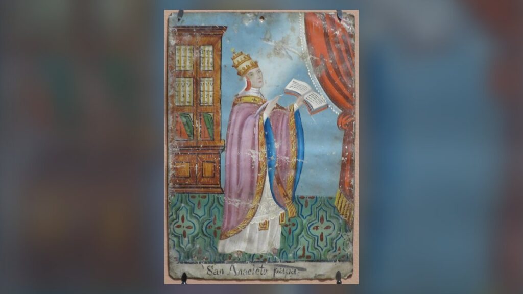 Santo Aniceto, papa e mártir, retábulo mexicano do século XIX