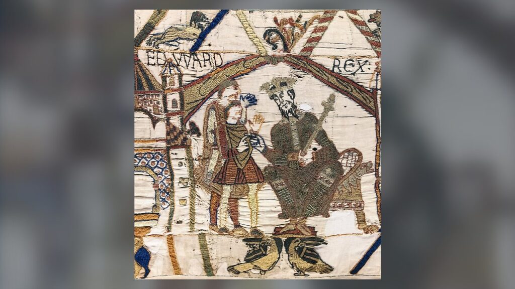 Santo Eduardo, o Confessor, entronizado na Tapeçaria de Bayeux