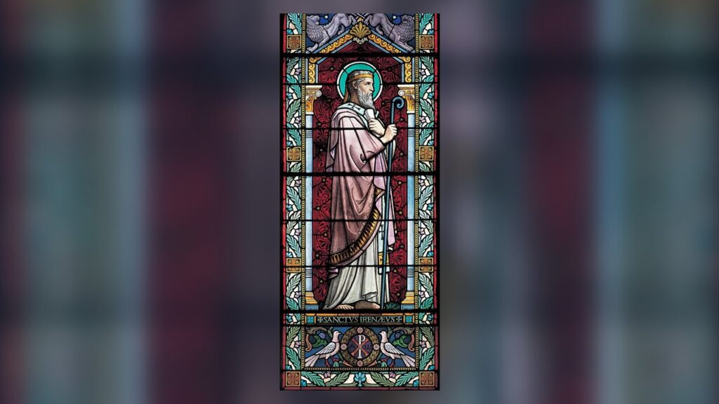 Santo Ireneu de Lião, que escreveu que o nó da desobediência de Eva foi desatado pela obediência de Maria