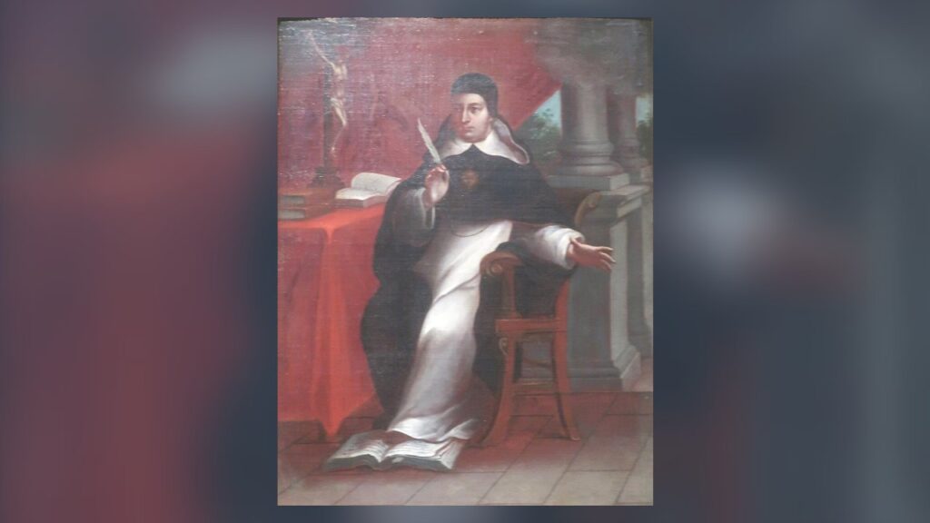 Santo Tomás de Aquino escrevendo, o teólogo que explicou como os dons aperfeiçoam as virtudes