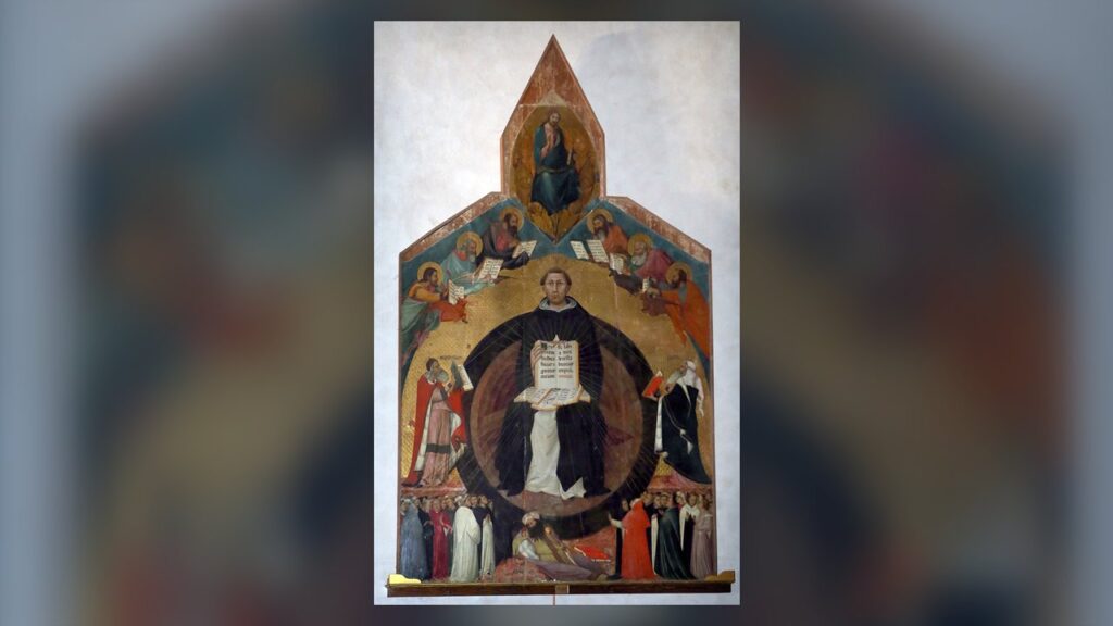 Santo Tomás de Aquino, o Doutor Angélico, glorificado entre os mestres da fé, em Pisa
