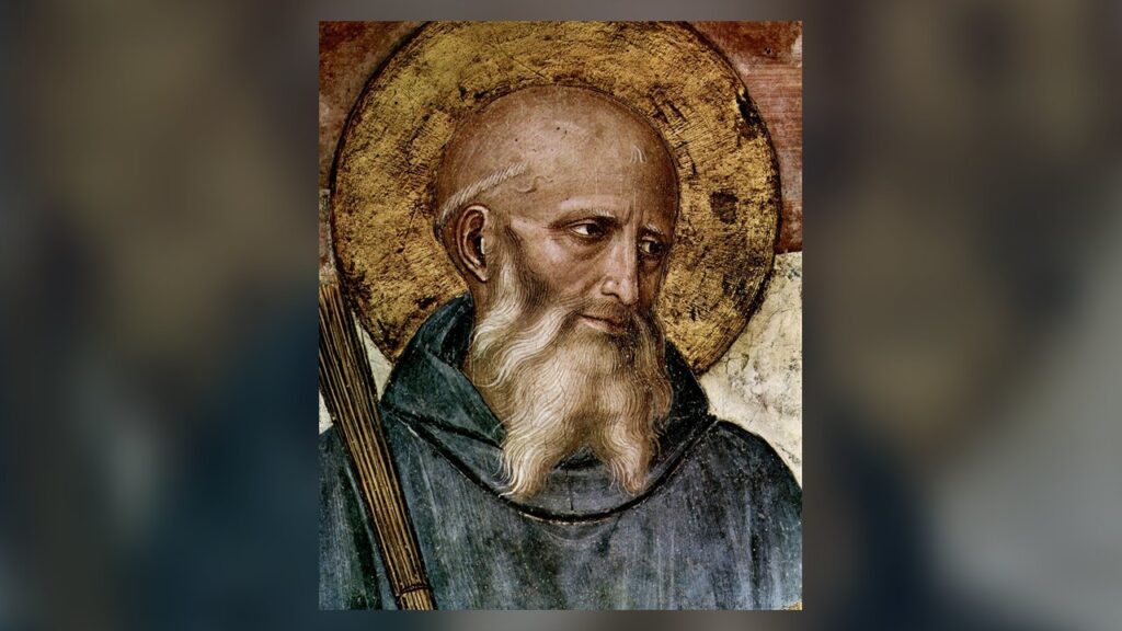 São Bento de Núrsia, detalhe da Crucificação de Fra Angelico