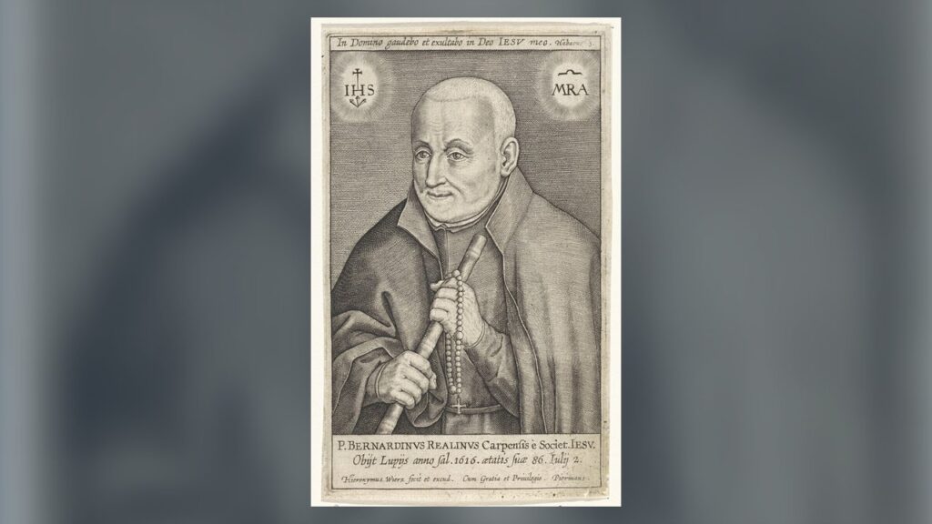 São Bernardino Realino, jesuíta, gravura antiga do Rijksmuseum
